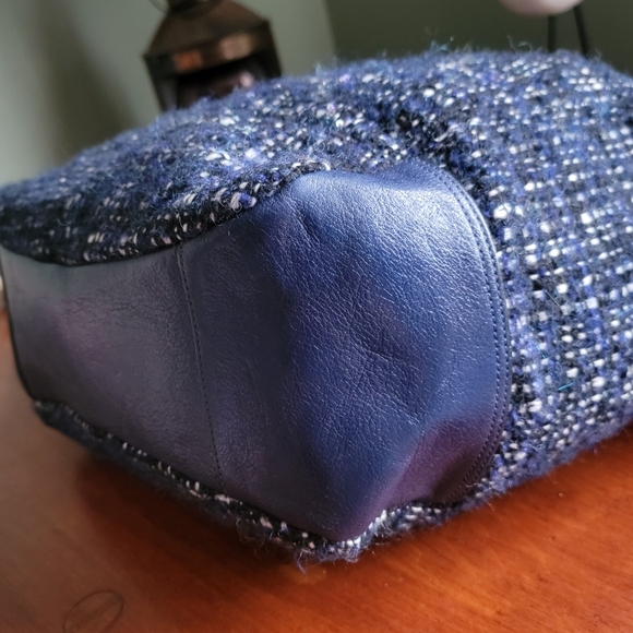 Coach Chelsea Blue Bouclé Satchel W/ Blue Leather #17813 - Picture 9 of 16